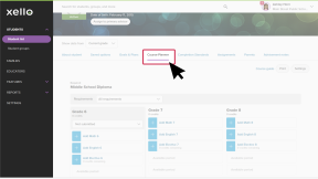 Student's profile in Xello. The cursor is clicking the Course Planner tab